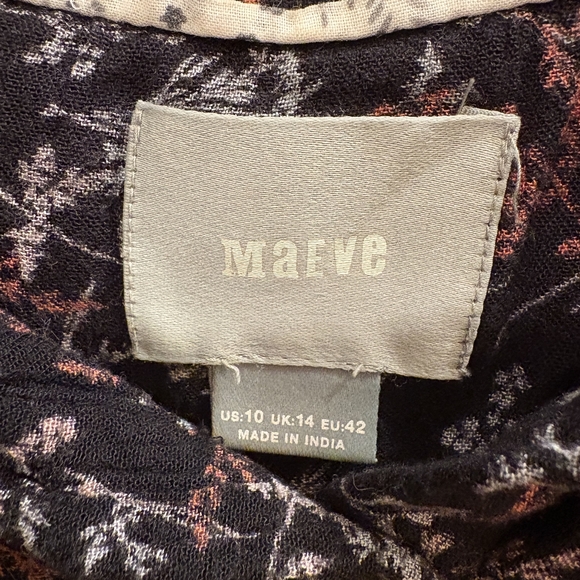 NWOT Anthropologie Maeve Bainbridge Buttondown Blk Floral Blouse Women’s Size 10 - Picture 13 of 14